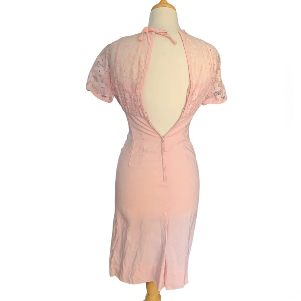 Vintage 50’s/60’s era pink daisy wiggle dress - spring - Picture 3 of 11